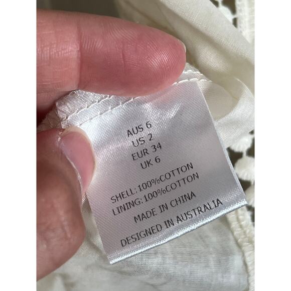 MOS The Label Mystical Embroidery Blouse 100% Cotton Ladies Size 2 Coquette - Picture 13 of 14